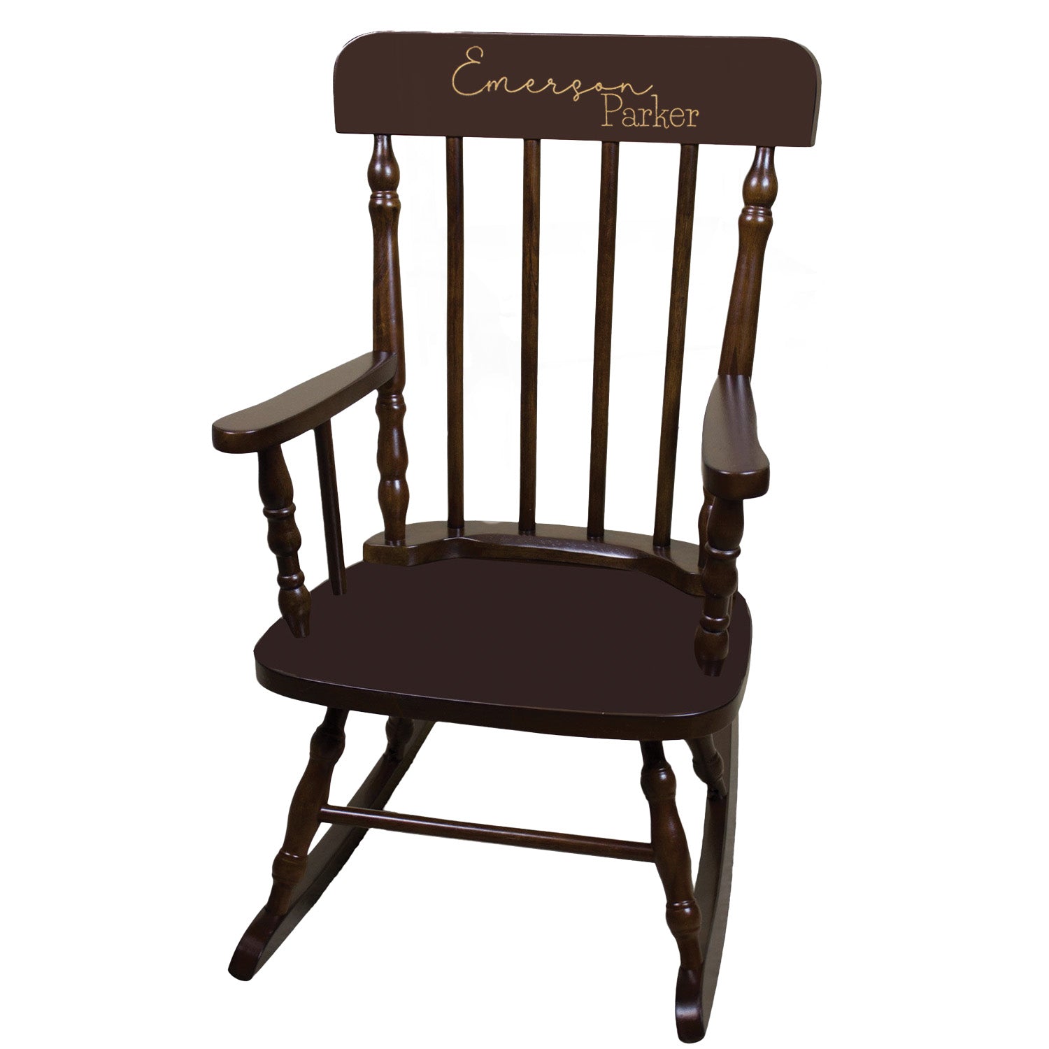 Engraved Child's Wood Spindle Rocking Chair 2.0 - MyBambino.com