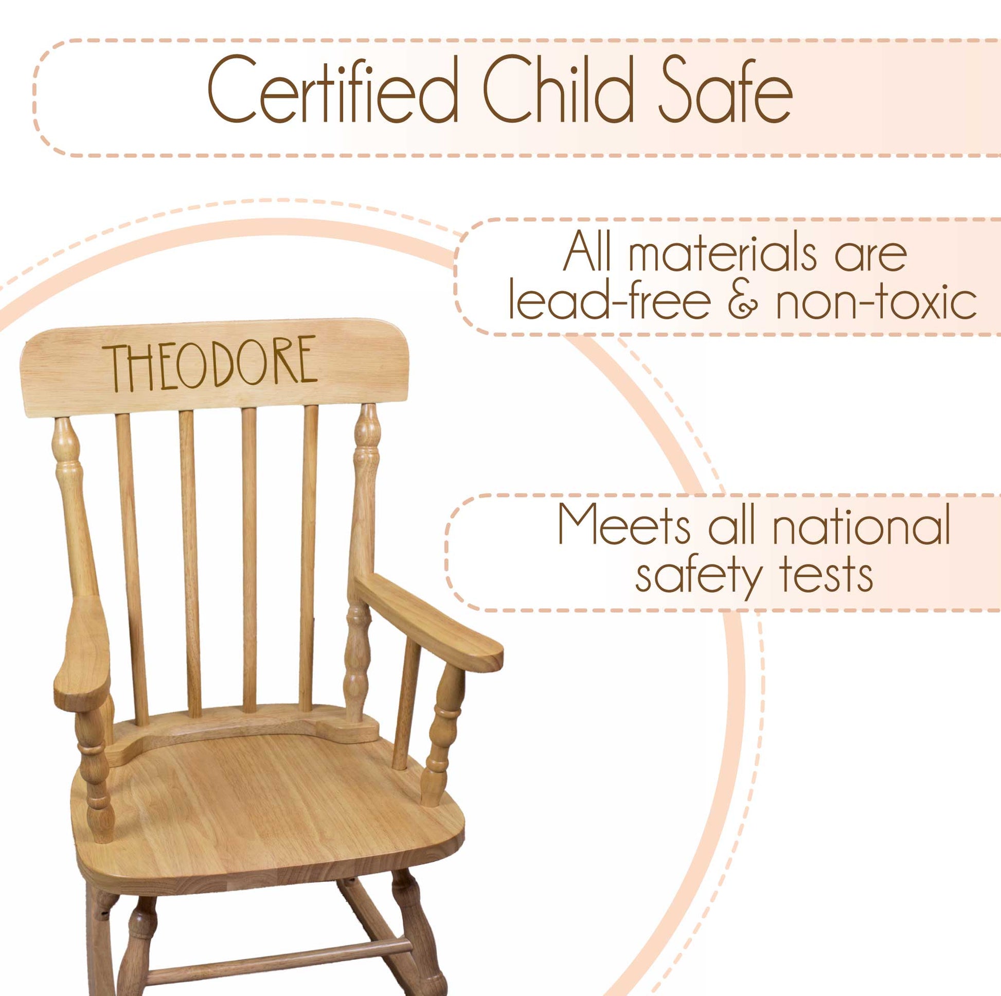 Engraved Child's Wood Spindle Rocking Chair 2.0 - MyBambino.com