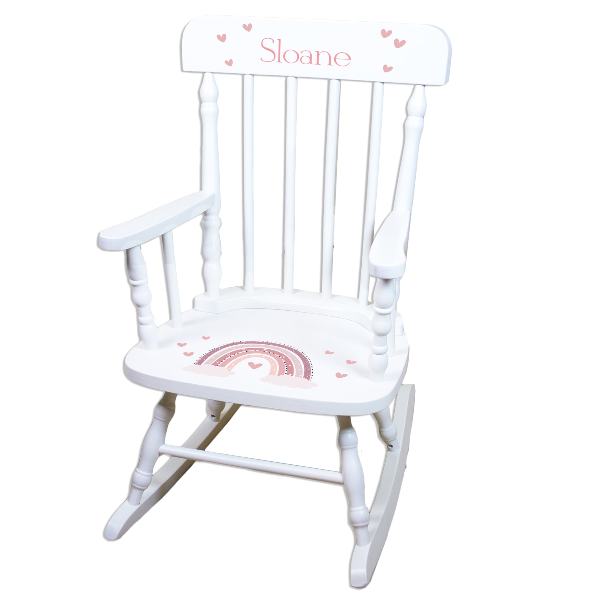 Mauve Rainbow White Spindle Rocking Chair - MyBambino.com