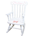 Personalized Pink Bow White Spindle Rocking Chair - MyBambino.com