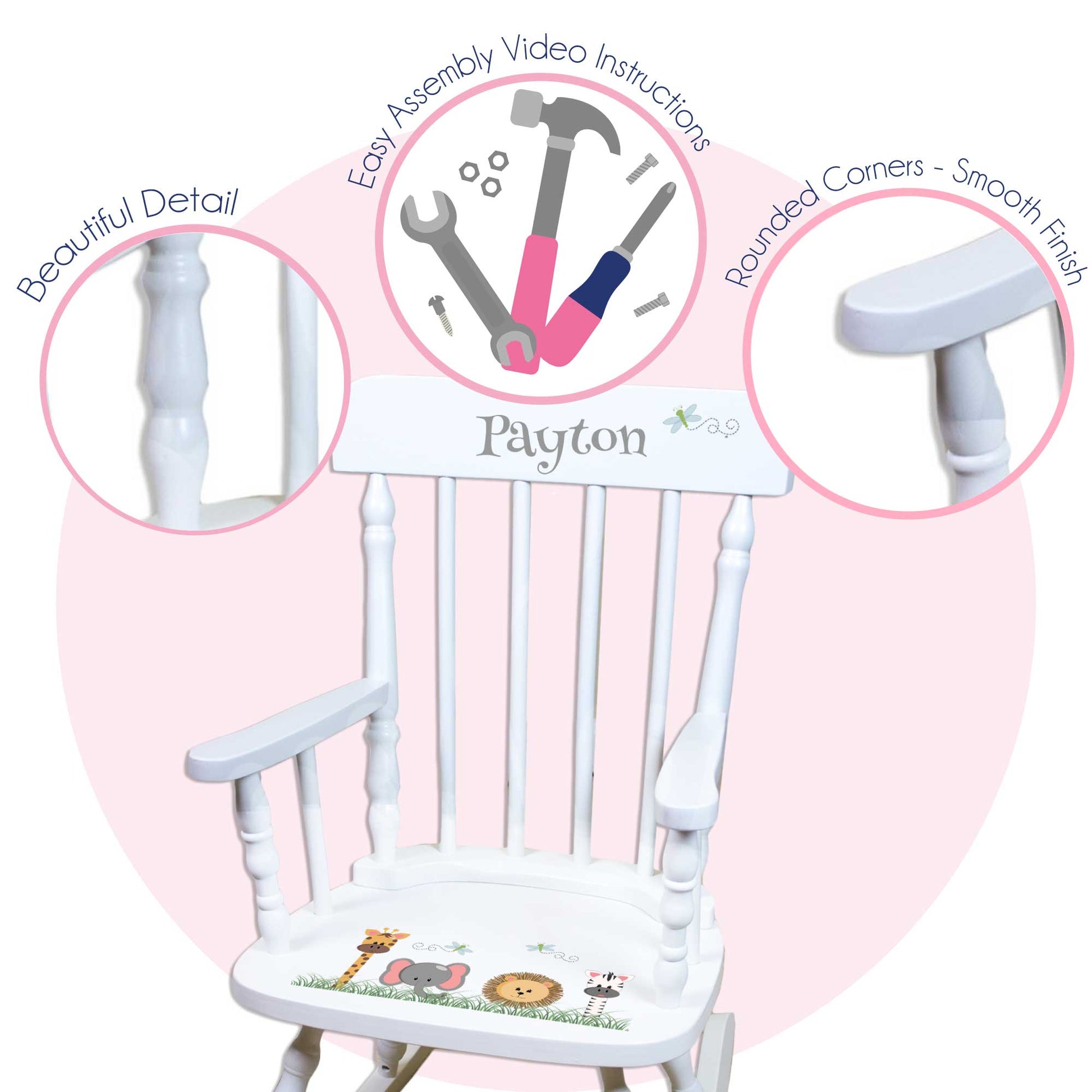 Princess Swan White Spindle Rocking Chair - MyBambino.com