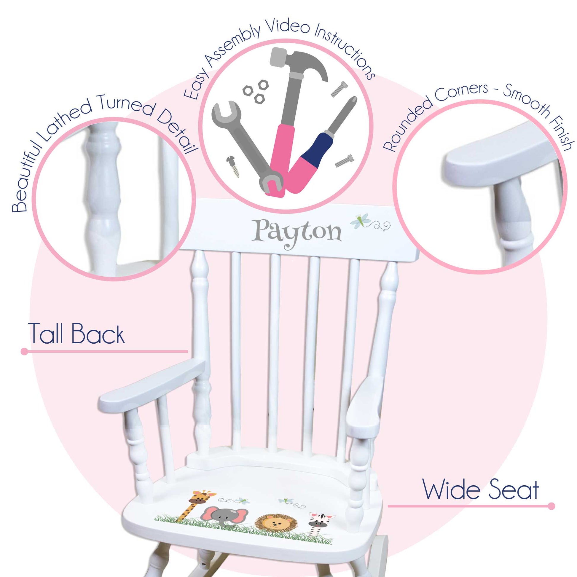 Personalized Child's Wood Spindle Rocking Chair 2.0 - MyBambino.com