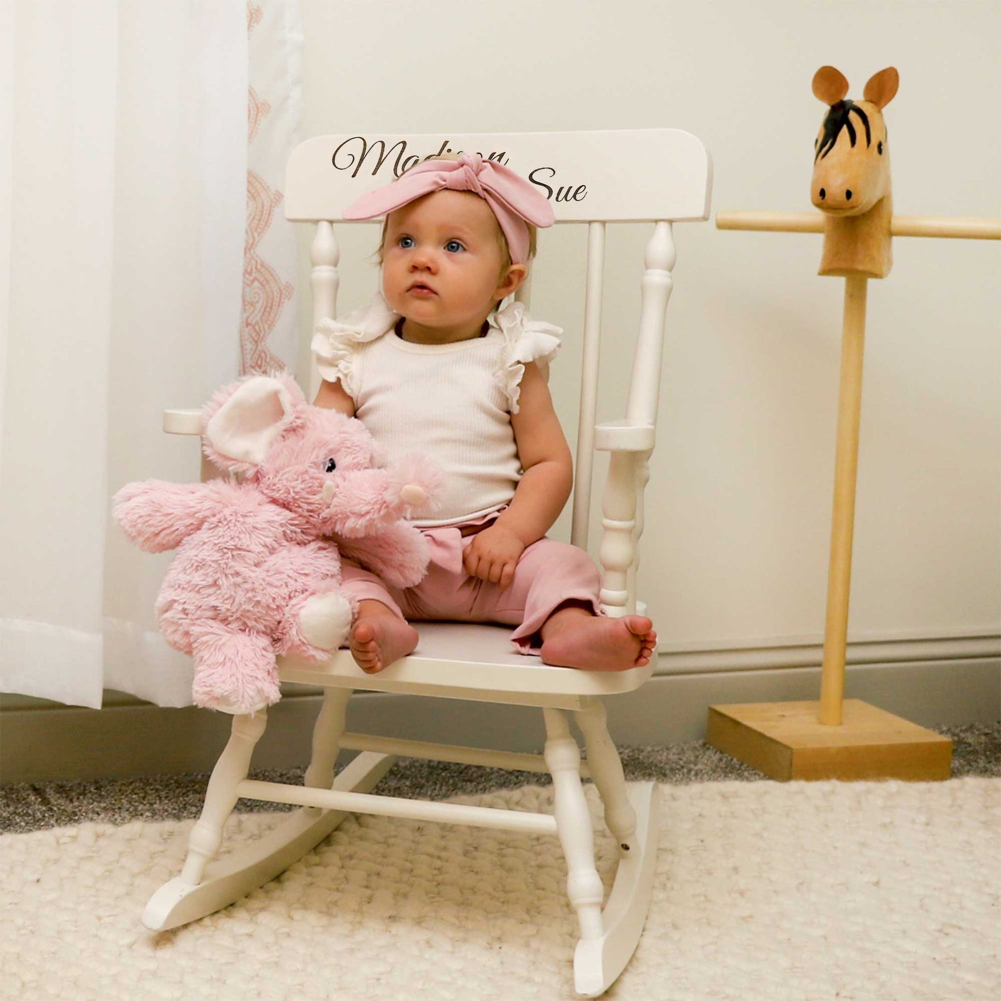 Engraved Child's Wood Spindle Rocking Chair 2.0 - MyBambino.com