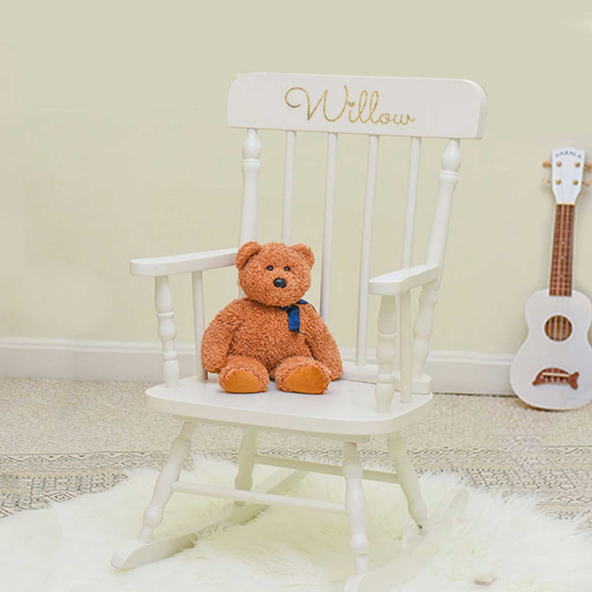 Engraved Child's Wood Spindle Rocking Chair 2.0 - MyBambino.com