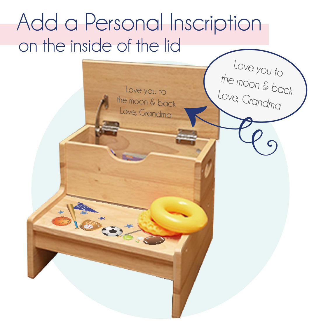 Personalized Child's Storage Step Stool 2.0 - MyBambino.com