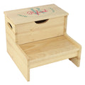 Natural Wood Storage Stool - Monogram Vine - MyBambino.com
