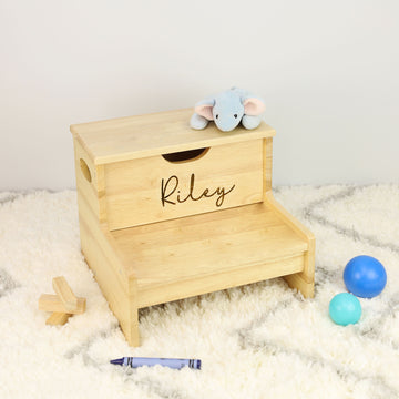 Engraved Child's Storage Step Stool 2.0 - MyBambino.com