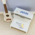 White Storage Step Stool - Monogram Vine - MyBambino.com