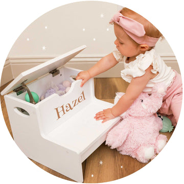 Engraved Child's Storage Step Stool 2.0 - MyBambino.com