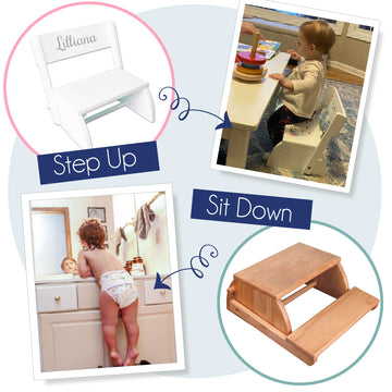 Engraved Child's Wood Flip Stool 2.0 - MyBambino.com