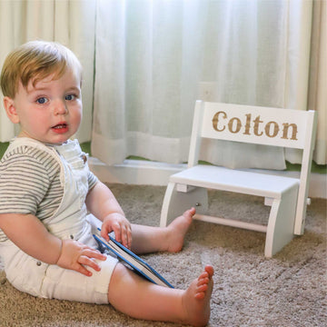 Engraved Child's Wood Flip Stool 2.0 - MyBambino.com