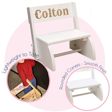 Engraved Child's Wood Flip Stool 2.0 - MyBambino.com