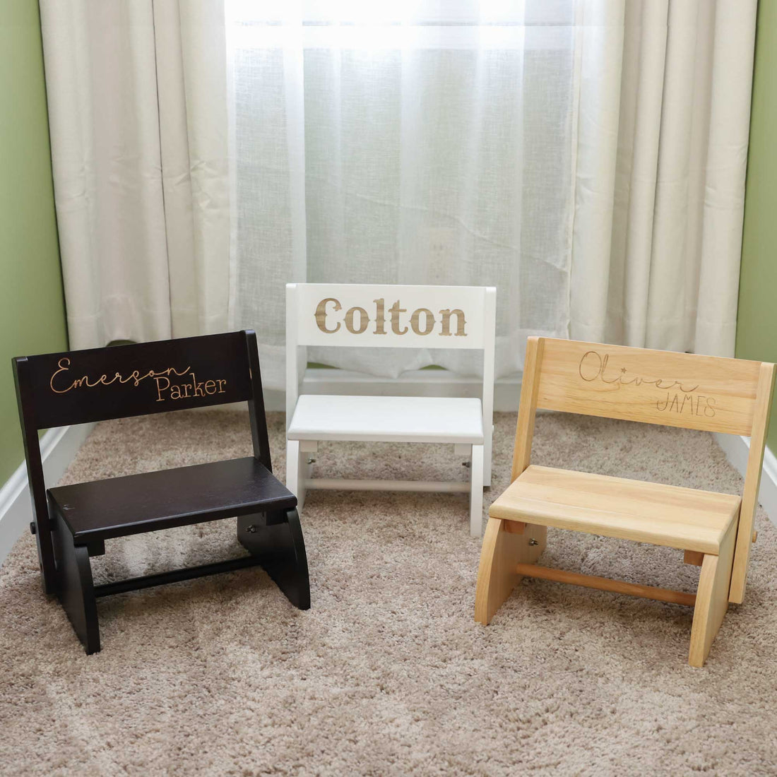 Engraved Child's Wood Flip Stool 2.0 - MyBambino.com