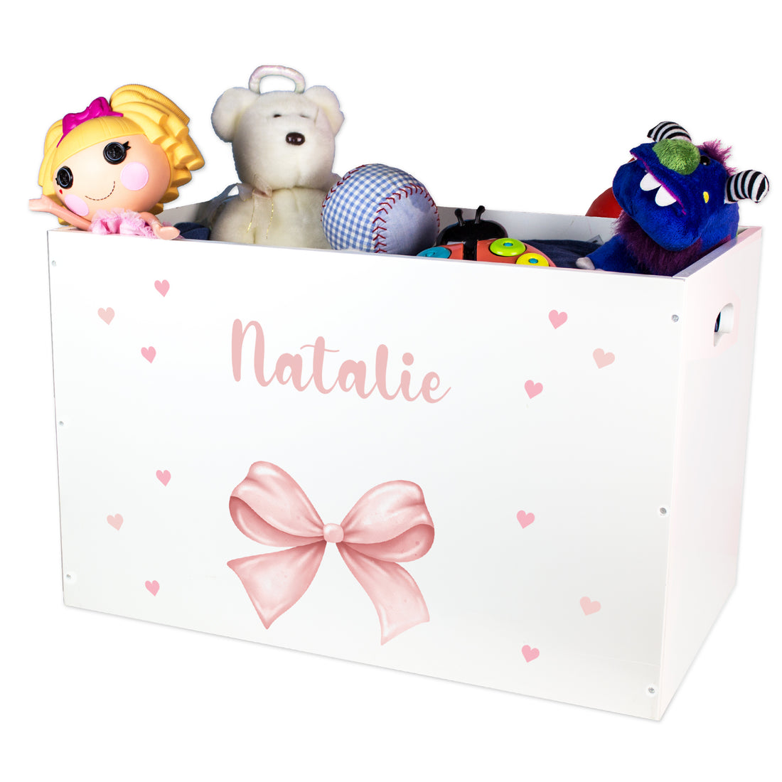 Personalized Open Top Toy Box - Pink Bow - MyBambino.com