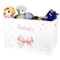 Personalized Open Top Toy Box - Pink Bow - MyBambino.com