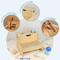 Natural Wood Storage Stool - Monogram Vine - MyBambino.com
