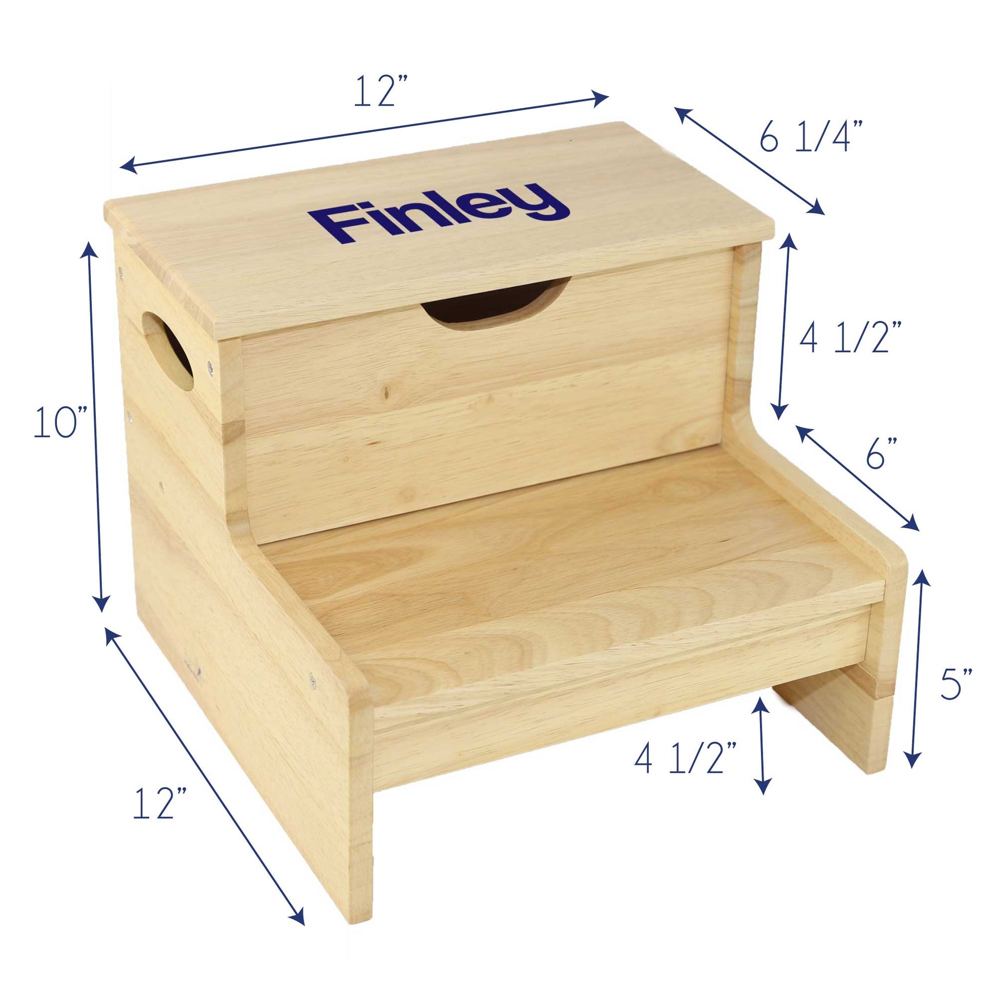 Natural Wood Storage Stool - Monogram Vine - MyBambino.com