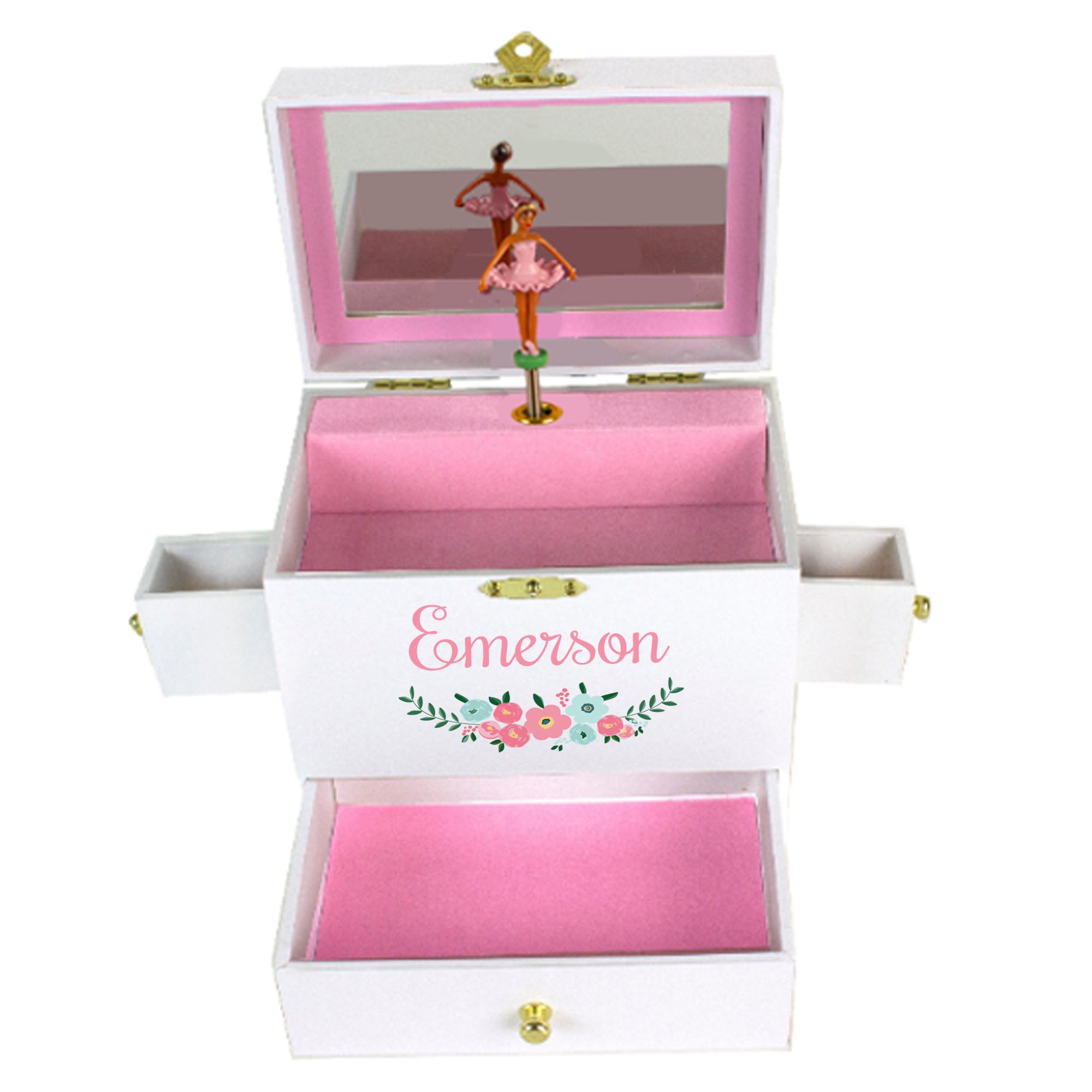 girls personalized deluxe ballerina jewelry box
