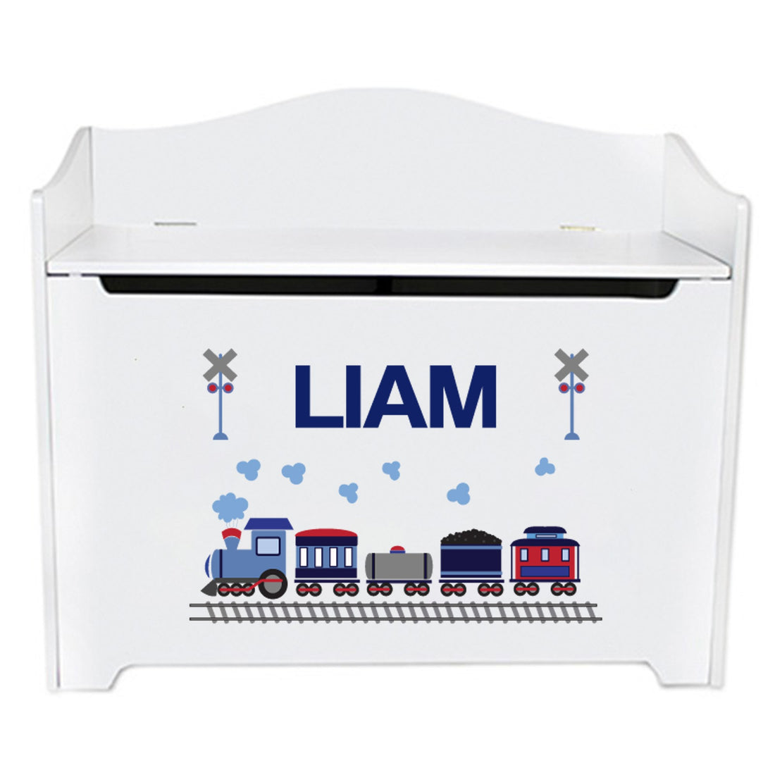 White Toy Box Bench - Train - MyBambino.com
