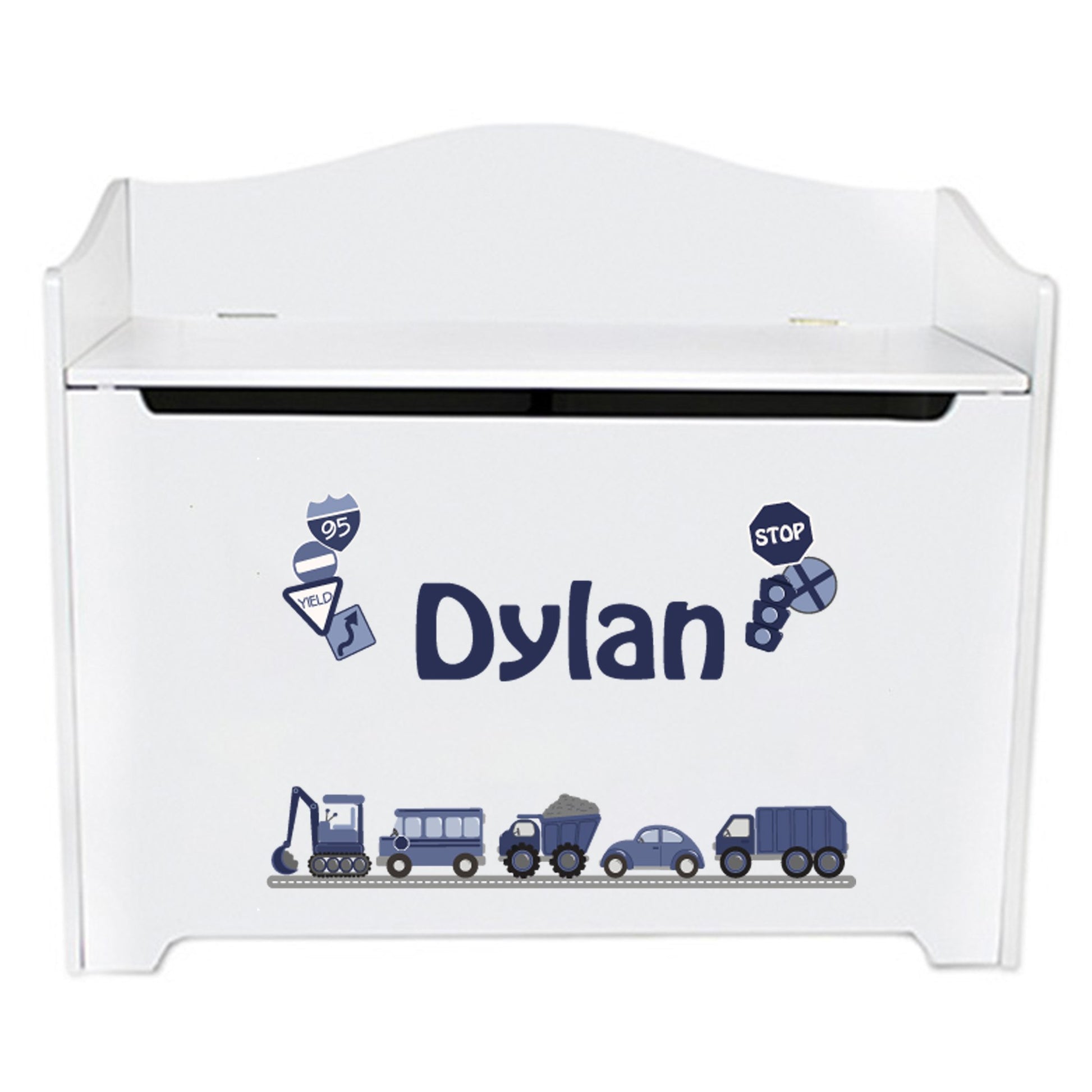 Personalized White Toy Box Bench 2.0 - MyBambino.com