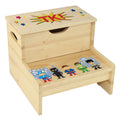 Boy's Superhero Natural Storage Step Stool - MyBambino.com