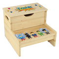 Boy's Superhero Natural Storage Step Stool - MyBambino.com