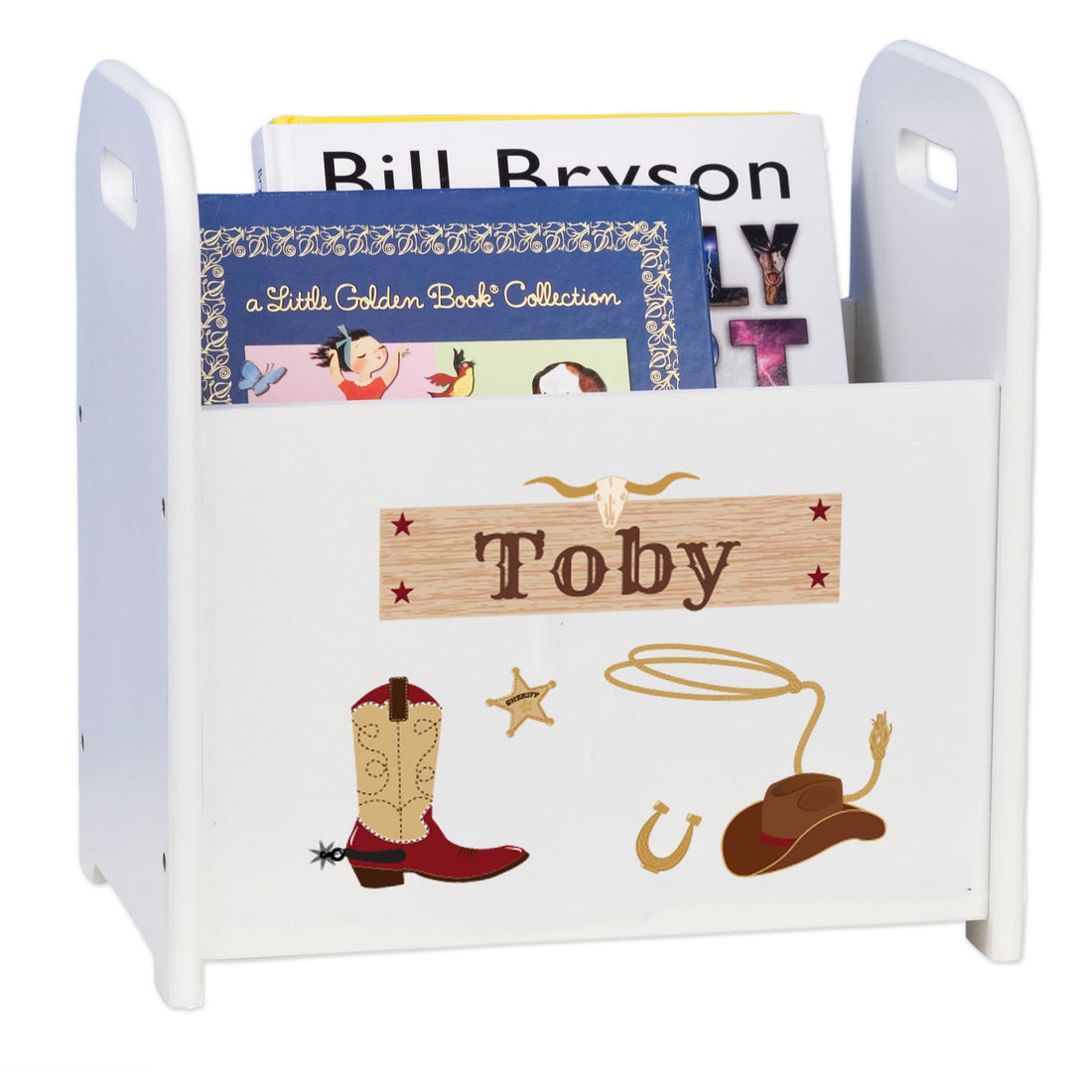 Personalized Wild West White Book Caddy - MyBambino.com
