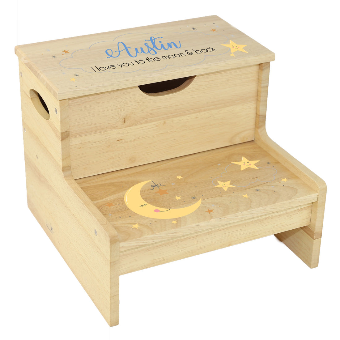 Celestial Moon Natural Storage Step Stool - MyBambino.com