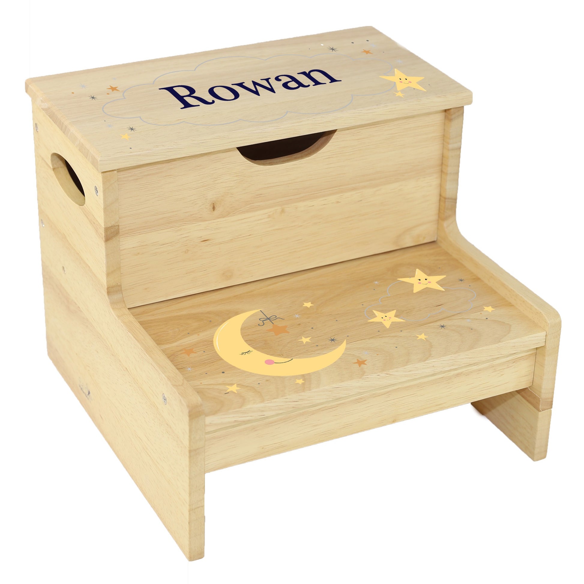 Celestial Moon Natural Storage Step Stool - MyBambino.com