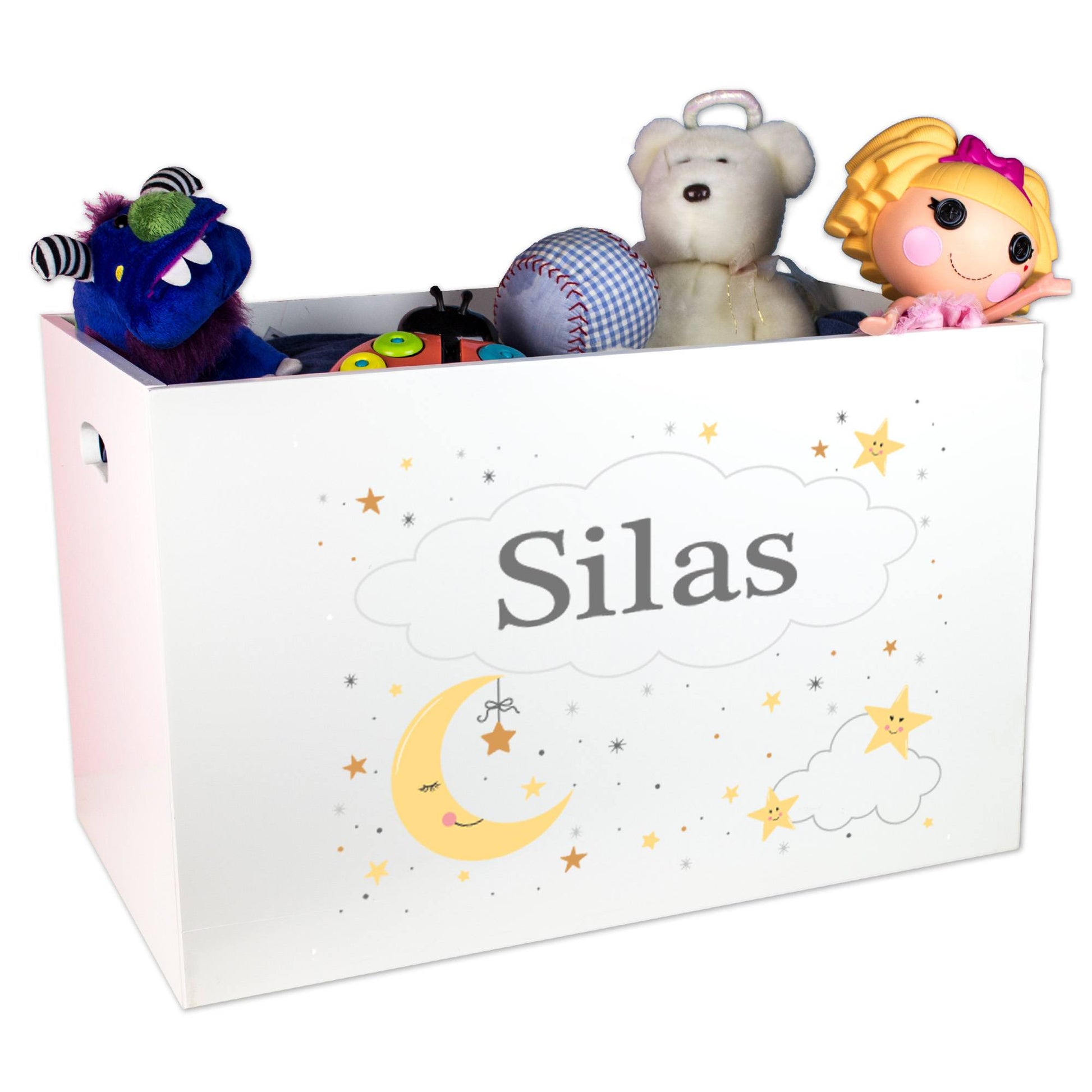 Personalized Celestial Moon Open Top Toy Box - MyBambino.com