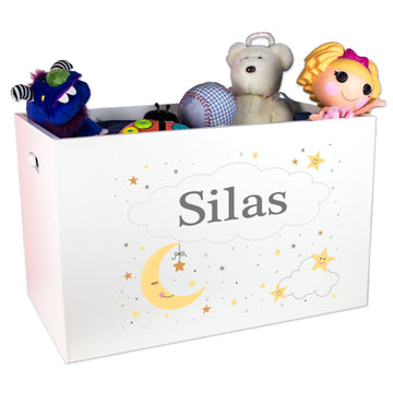 Personalized Celestial Moon Open Top Toy Box - MyBambino.com