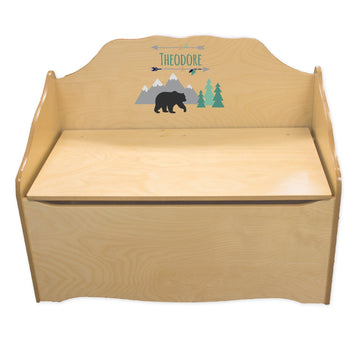 natural wood personalized toy box bench chest 