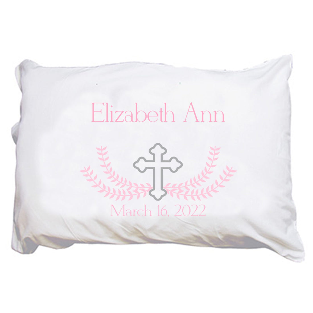 Personalized Pillowcase - Pink Cross
