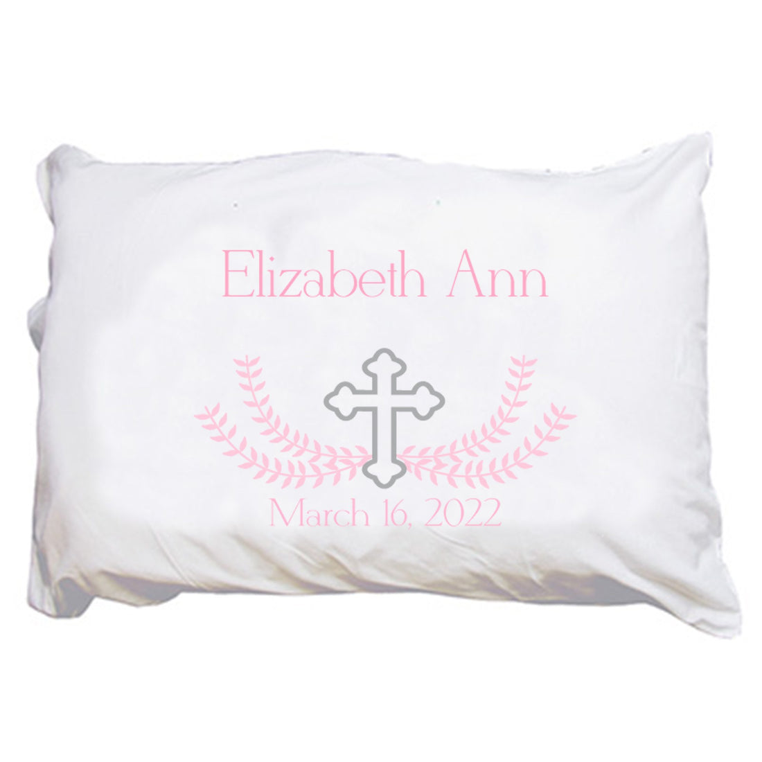 Personalized Pillowcase - Pink Cross - MyBambino.com