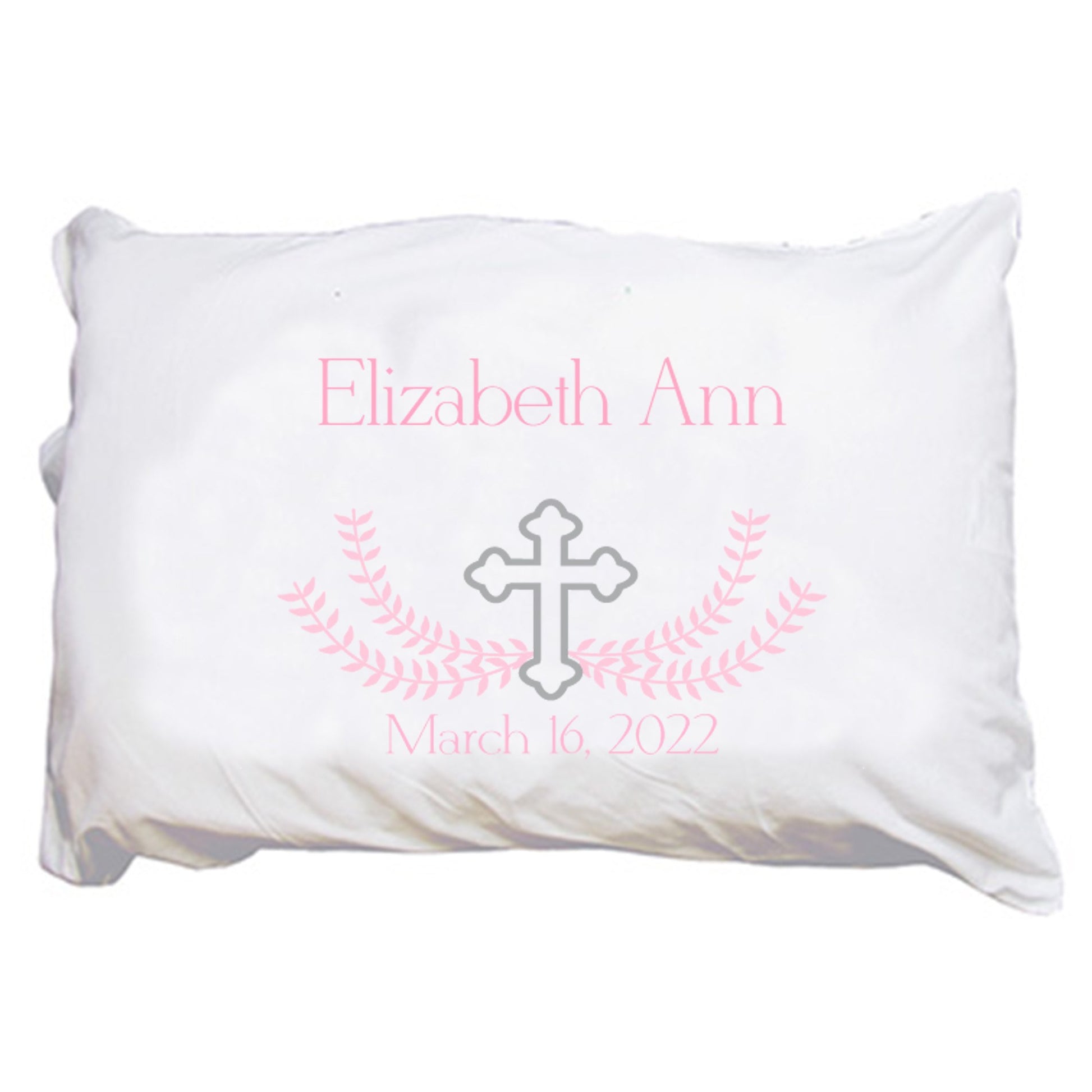 Personalized Pillowcase - Pink Cross - MyBambino.com
