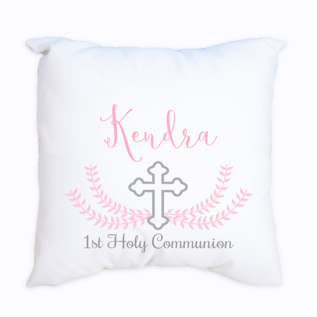 Personalized Throw Pillow - Pink Cross - MyBambino.com