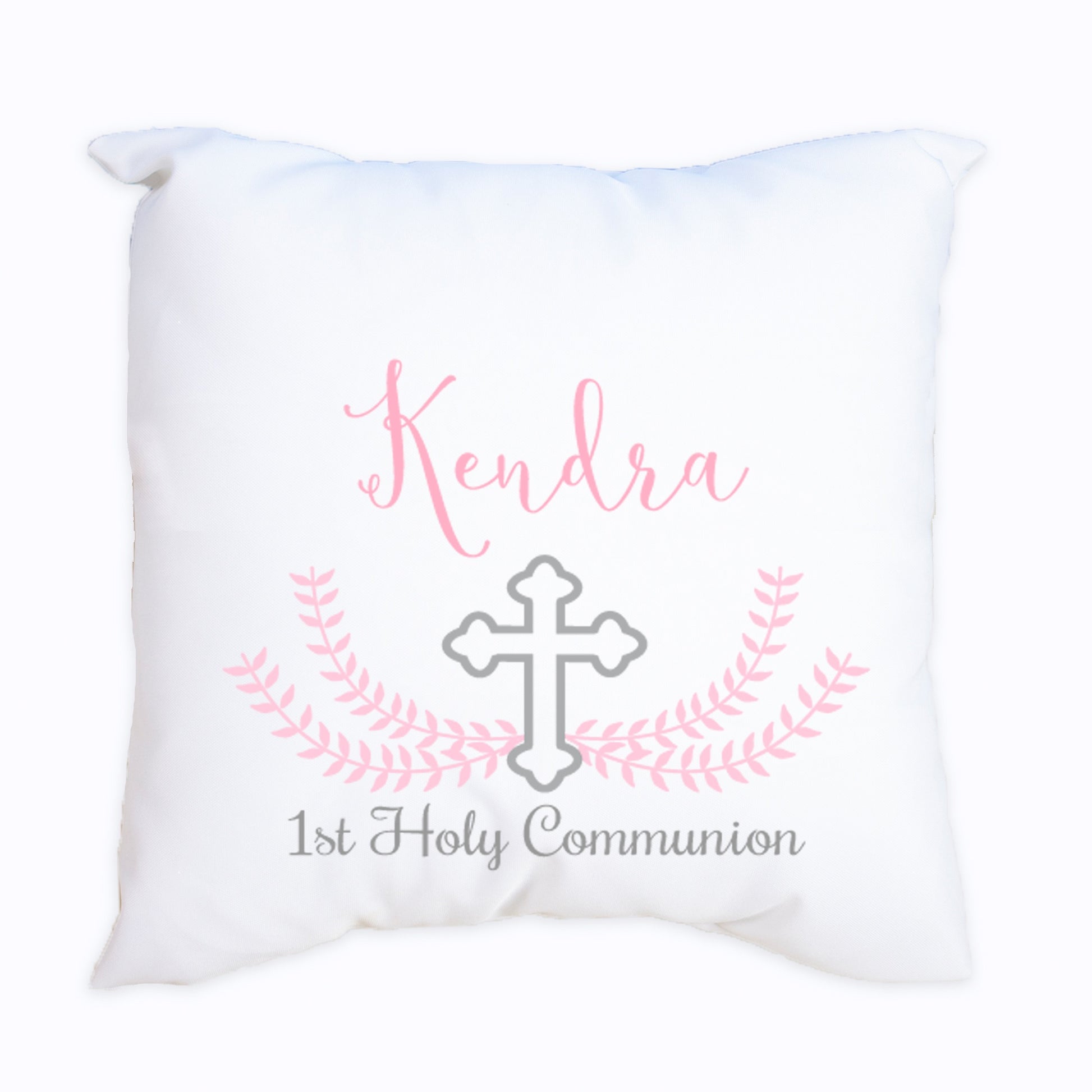 Personalized Throw Pillow - Pink Cross - MyBambino.com