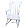 White Spindle Rocking Chair - Pink Cross - MyBambino.com