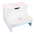 White Storage Step Stool - Pink Cross - MyBambino.com