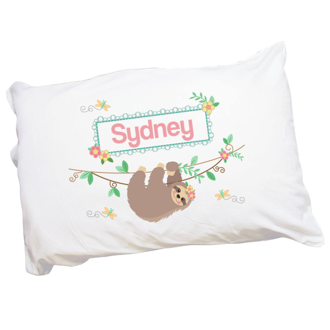Personalized Floral Sloth Pillowcase - MyBambino.com