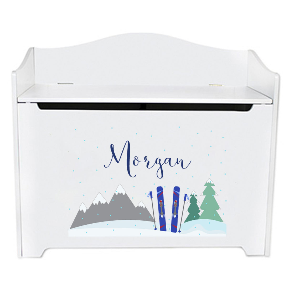 White Toy Box Bench - Mountain Ski - MyBambino.com