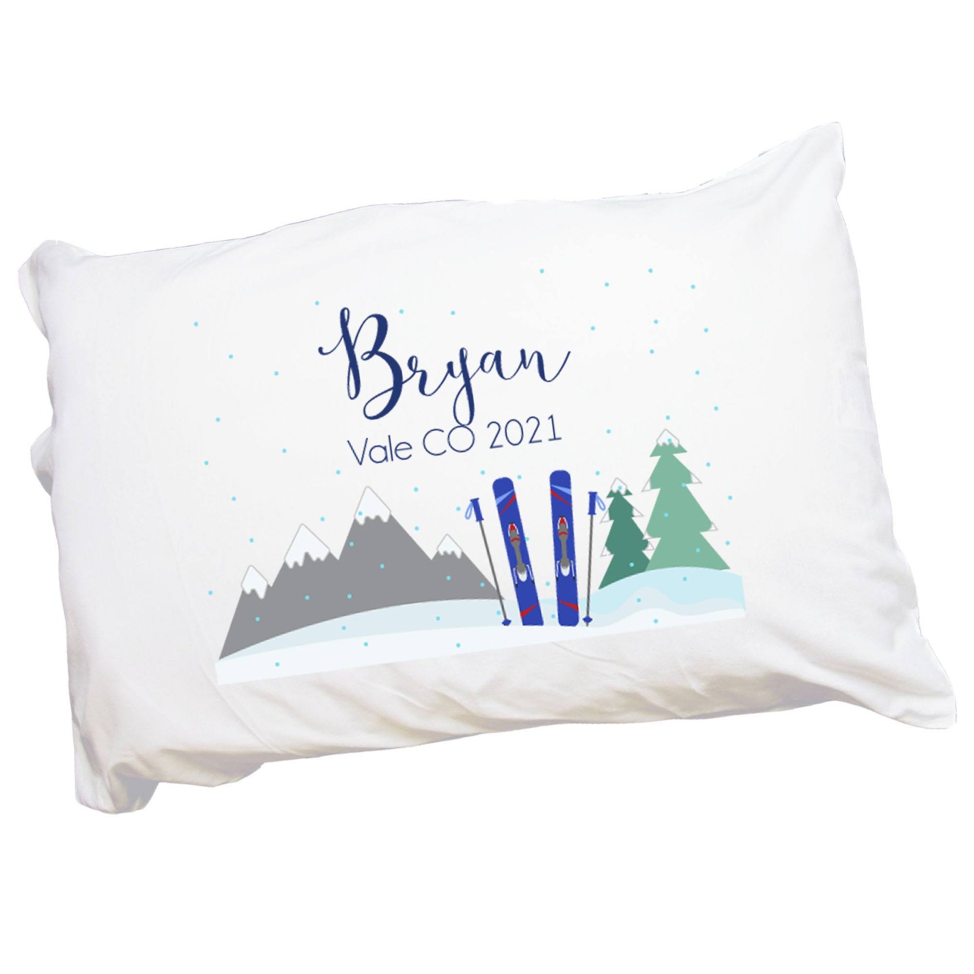 Personalized Mountain Ski Pillowcase - MyBambino.com