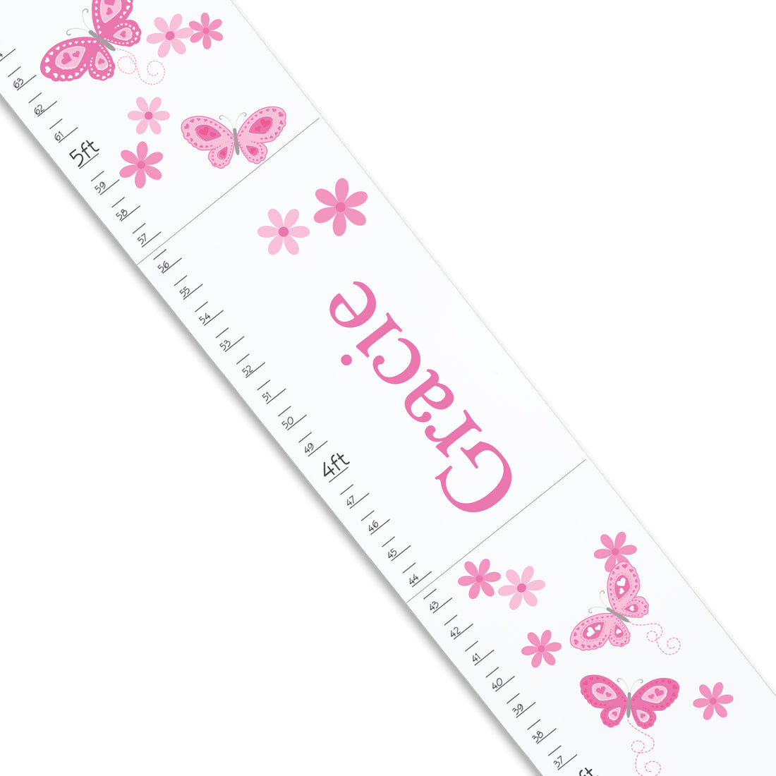Pink Butterflies White Growth Chart - MyBambino.com