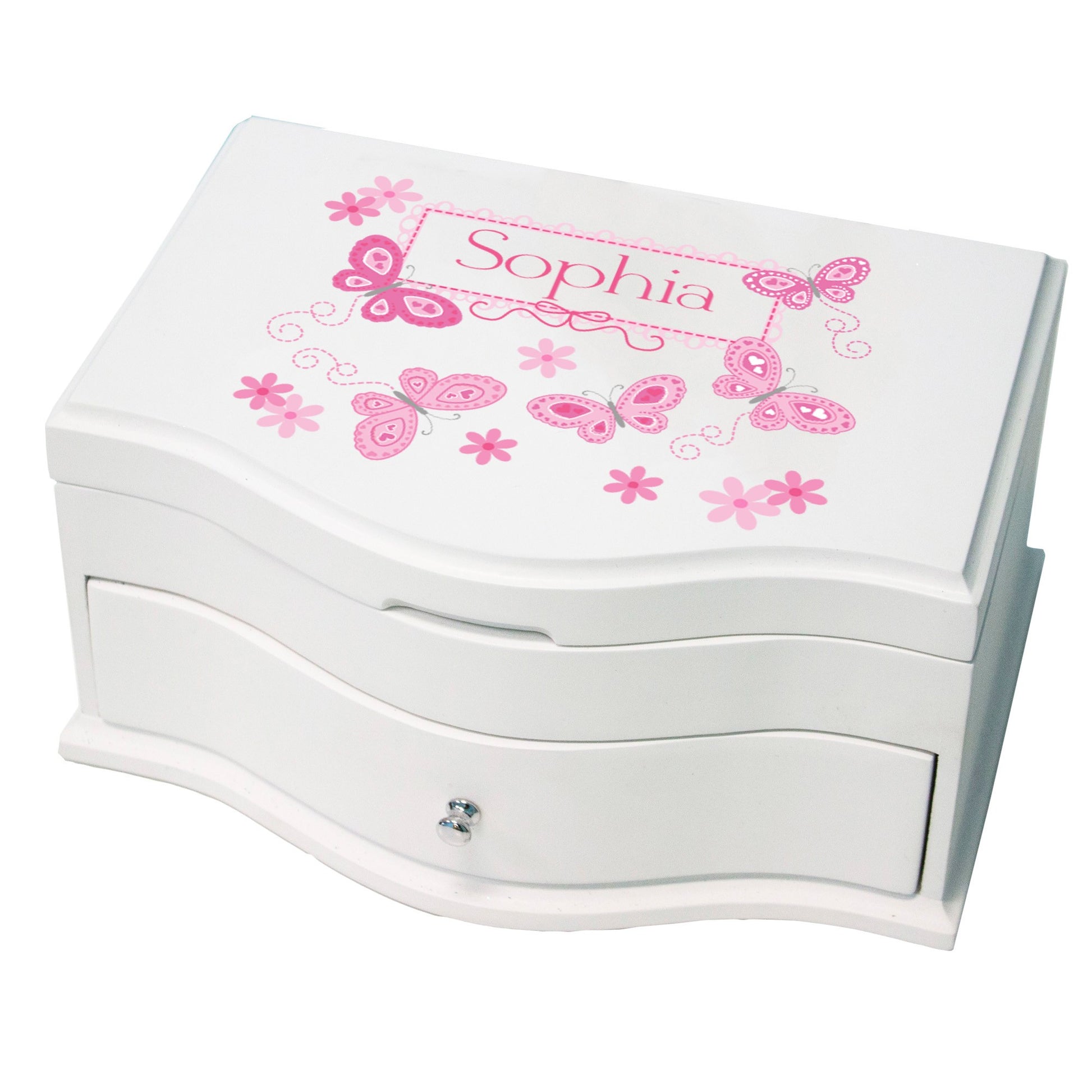 Girl's Princess Jewelry Box - Pink Butterflies - MyBambino.com