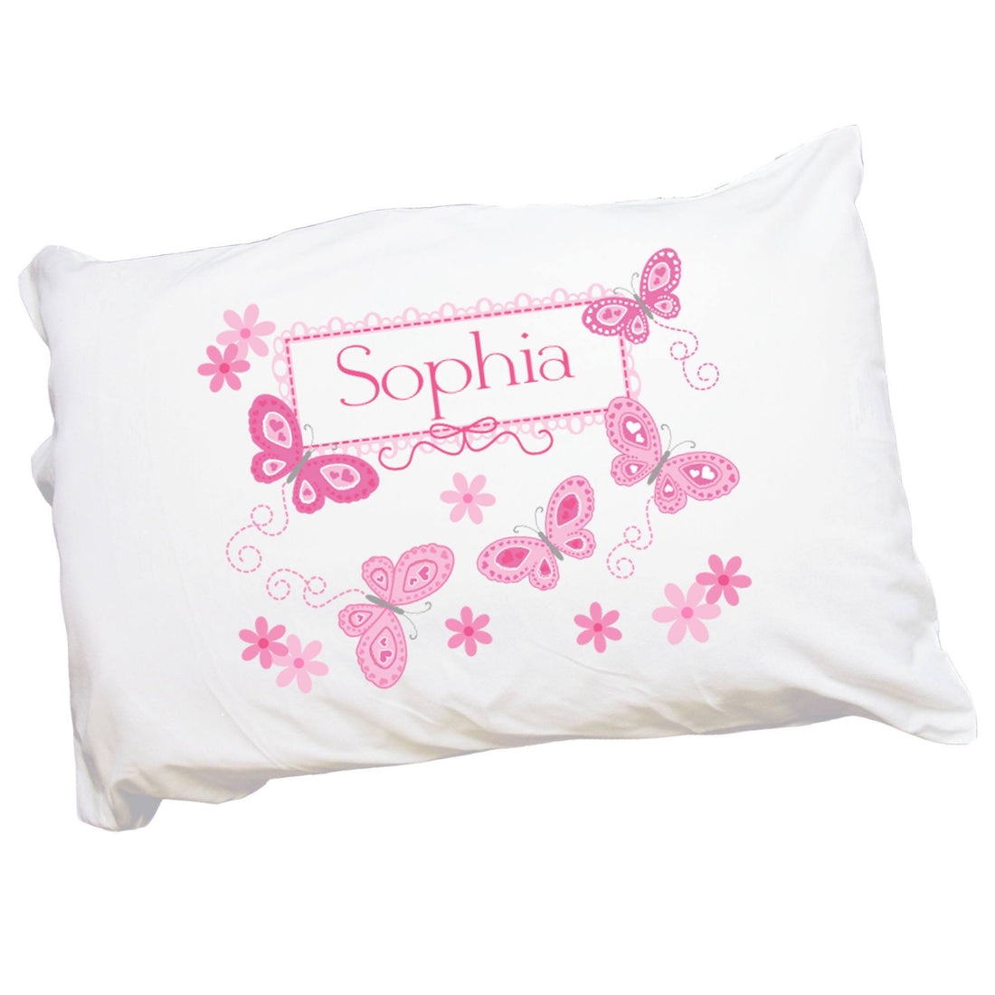 Personalized Pink Butterflies Pillowcase - MyBambino.com