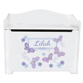 White Toy Box Bench - Butterflies Lavender - MyBambino.com