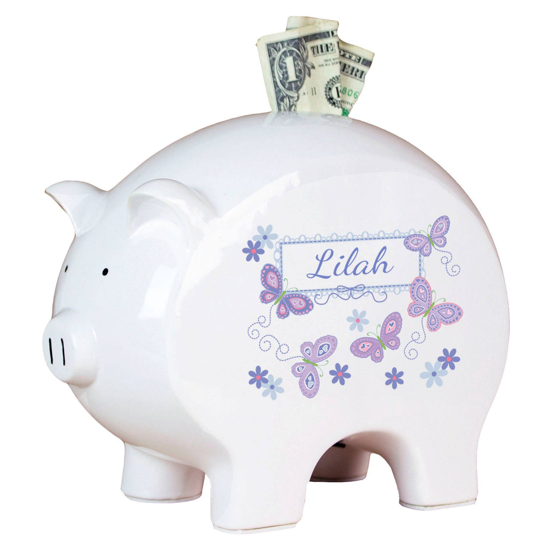 Personalized Piggy Bank - Lavender Butterflies - MyBambino.com