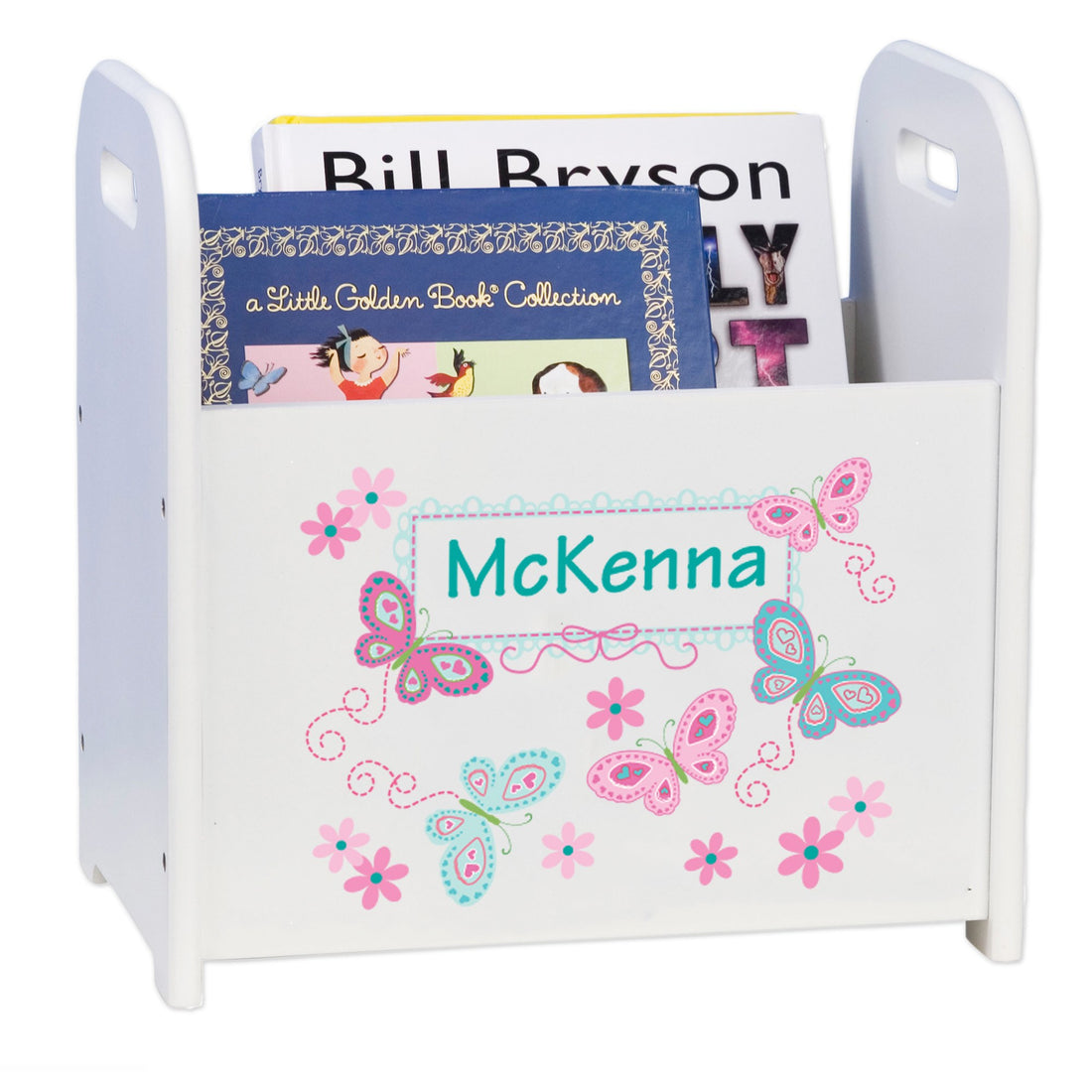 Personalized Book Caddy - Aqua Butterflies - MyBambino.com