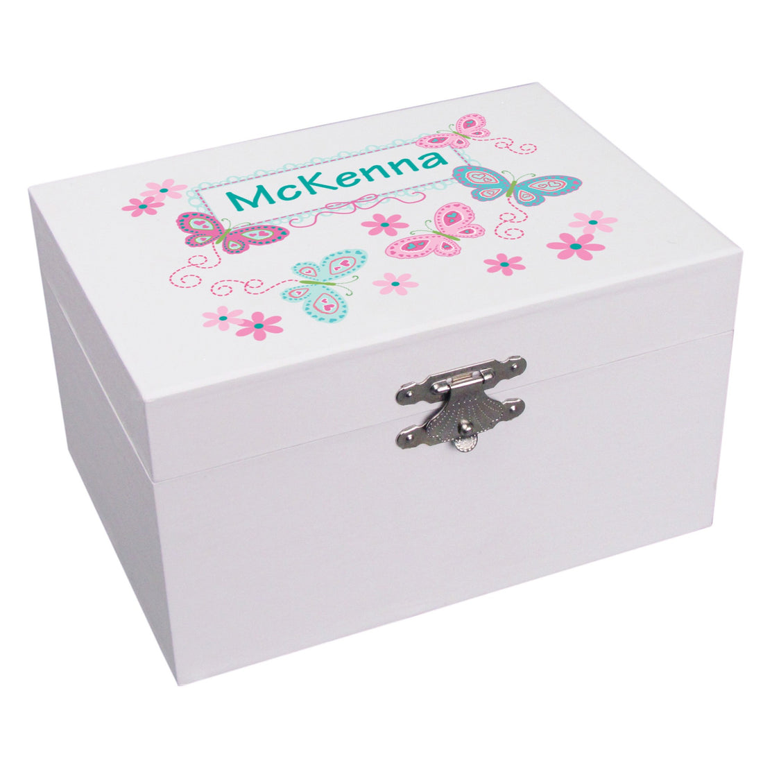Aqua Pink Butterflies Ballerina Jewelry Box - MyBambino.com