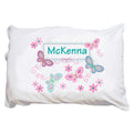Girl's Aqua and Pink Butterflies Pillowcase - MyBambino.com